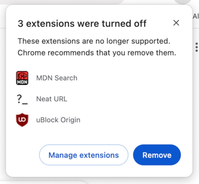 Chrome начал принудительно отключать блокировщик рекламы uBlock Origin