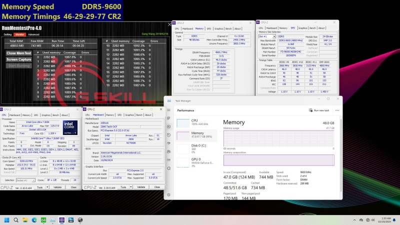 G.Skill выпустила модули CUDIMM DDR5 с частотами до 9600 МГц для новых процессоров Intel Core Ultra 200