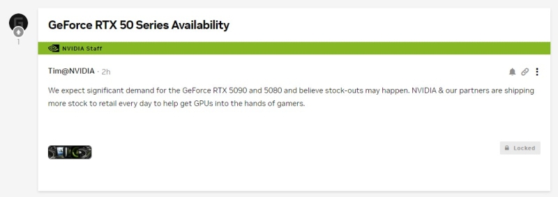 Nvidia подтвердила вероятность дефицита GeForce RTX 5090 и RTX 5080 на старте продаж